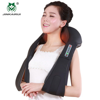 U Shape Electrical Shiatsu Back Neck Shoulder Body Massager Infrared 4D Kneading Massage EU/Flat Plug Car Home Dual Use 16 Balls
