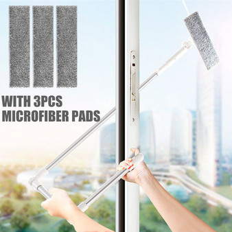 SDARISB Window Squeegee Microfiber Extendable Window Scrubber Washer Cleaner Tools 180 Rotatable Cleaning Brush for High Window