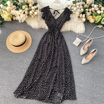 Neploe Polka Dot Print Dress Women Fashion V Neck Short Sleeve Ladies Vestidos Summer 2020 Elegant Slim Waist Female Dresses