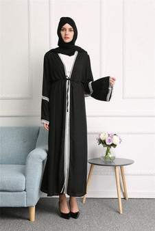 Dubai Turkish Islamic Clothing Turkey Saudi Arabia Open Black Muslim Abaya Kimono Cardigan Hijab Dress Abayas For Women Kaftan