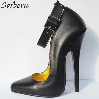 Sorbern Wide Ankle Strap Women Pump Shoes 16Cm High Heel Stilettos Real Leather Woman Quality Dress Shoes Party Heels Custom