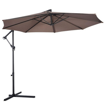 Giantex 10' Hanging Umbrella Patio Sun Shade Offset Outdoor Market W/T Cross Base Outdoor Furniture OP2808