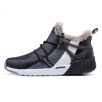 ONEMIX High Top Sneakers For Men New Fashion Winter Warm Wool Ankle Boots Couple Hiking Flats Shoes Outdoor Trekking Snow Boots