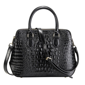 Longlight Women Genuine Leather Handbag Fashionable Crocodile Pattern Real Leather Shoulder Bag Classical Tote Crossbody Bag