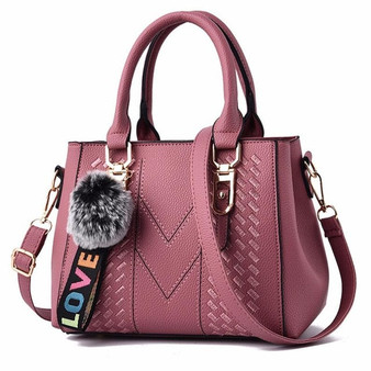 Embroidery Messenger Bags Women Leather Handbags Bags for Women 2019 Sac a Main Ladies hair ball Hand Bag