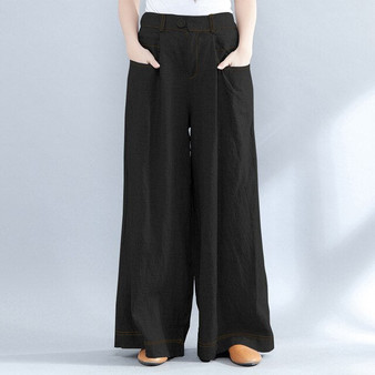 Pants for Women Wide Leg Pants ZANZEA Womens Casual Long Trousers Ladies High Waist Work Pants Streetwear Solid Pantalones Mujer