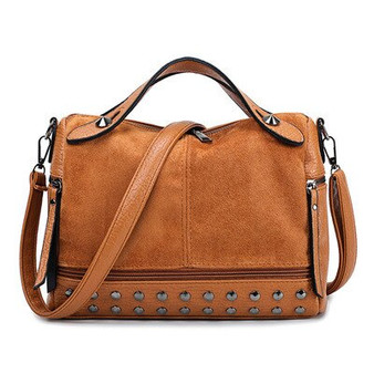 Vintage PU Leather Women Bag Rivet Large Capacity Ladies Handbags Shoulder Bag Sac A Main Crossbody Bags For Women Messenger