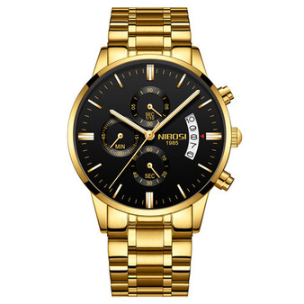 Luxury Brand NIBOSI Men Sport Watch Waterproof Casual Watch Quartz Military Leather Steel Men's Wristwatches Relogio Masculino