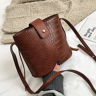 Vintage leather Stone Pattern Crossbody Bags For Women 2019 New Shoulder Bag Fashion Handbags and Purses Zipper Bucket Bags