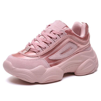 2019 New Pink Women Chunky Sneakers Thick Sole Platform Women Shoes Height Increasing Retro Dad Sneakers For Female