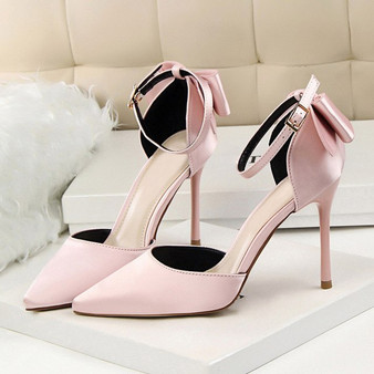 2019 Plus Size 43 Women Summer 10cm High Heels Sandals Lady Satin Silk Burgundy Stiletto Pumps Female Footwear Scarpins Shoes