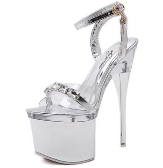 High Quality all Transparent Peep Toe Sandals Women Shoes Thick heel  High-heeled Comfortable Crystal Lady Shoes Size 34-40