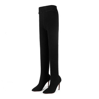 WETKISS FlyKnit Sexy Female Fashion Leggings Boots Stretch Trousers Women Shoes Stiletto Heel Sock Boots Two In One Pants Boots