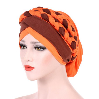 2018 New Women Braid Hats  Islamic Prayer  turban Hats  Womens Muslim Inclusive Cap Muslims Hat Islamic Clothing Double Color