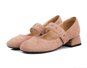 Dousin Partin Women Pumps Fashion Slip on Square Toe Square Heel Shallow Casual Solid Pink Westrn Style Women Pumps N784596