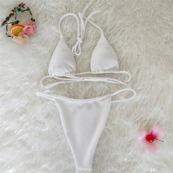 Bikinx Sexy micro bikini 2018 women Highcut swimsuit Padded bra thong bottom Halter solid swimwear Brazilian biquini beachwear