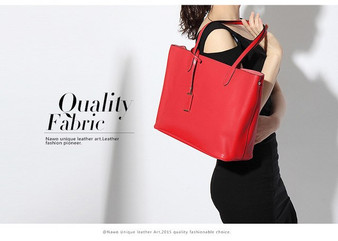 NAWO Red Casual Women Tote Bags Large Capacity Leather Handbags New Fashion Famous Designer Brand Ladies shoulder Shopping Bags