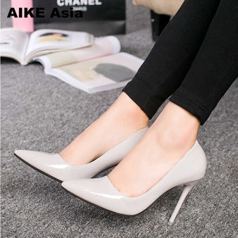 2018 New Fashion high heels women pumps thin heel classic white red nede beige sexy prom wedding shoes Blue Red wine