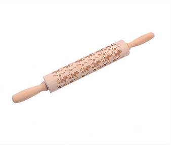 WOWCC 43*5cm Christmas Embossing Rolling Pin Baking Cookies Noodle Biscuit Fondant Cake Dough Engraved Roller Reindeer Snowflake