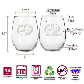 The Greatest Good Incredible Stemless Couples WineGlass Set of 2 [Made Specifically For Super Couples!]