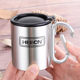 outdoor stainless steel cup hiking buckle cup 300ml, camping mug