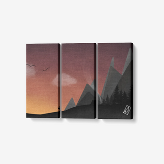 Camping - 3 Piece Canvas Wall Art Framed Ready to Hang 3x8"x18"