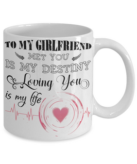 Coffee Mug For Girlfriend - Met You Is My Destiny, Loving You Is My Life.