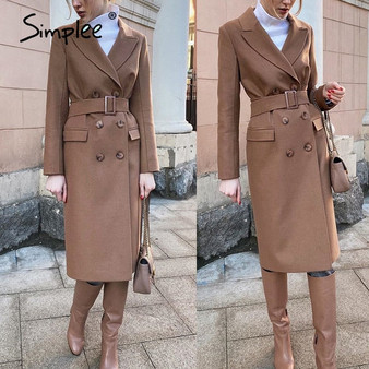 SIMPLEE Elegant Long Sleeve Wool Winter Tweed Coat For Women