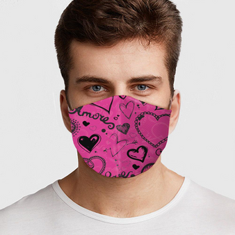 Pink Love Hearts Face Cover