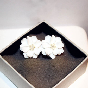 Big White Flower Earrings