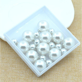 Double-Sided Earrings in Pearl Color - 5 Pair Set