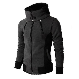 Hoodie with zipper and wide collar