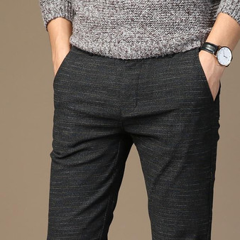 Men's Casual Pants in black, gray, and blue