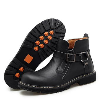 Vintage Buckle Leather Men's  Ankle Boot