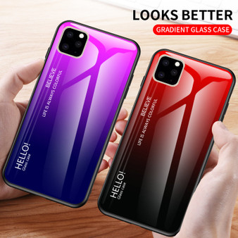 Tempered Glass Luxury Gradient Soft Silicone Cover For iPhone 11 Pro Max Plus Phone Case