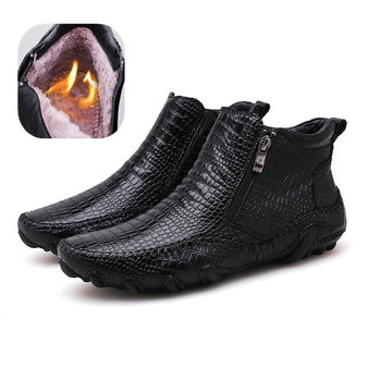 Crocodile Pattern Casual Men Leather Ankle Boots