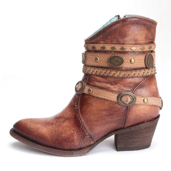Women Vintage Buckle Mid-Calf Matin Boots
