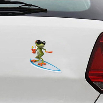 3D Surfing Funny Car Sticker
