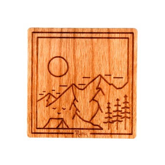Base Camp Square Wood Sticker