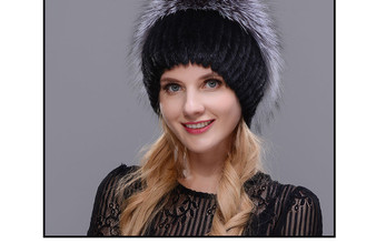 Women New Winter Fur Cap Hooded Head Genuine Mink Fur Hat and Silver Fur Floral Design Hat High Quality Fur Fashion Hat