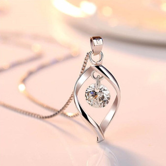 925 sterling silver women's fashion new jewelry high quality crystal zircon retro simple pendant necklace long 45CM