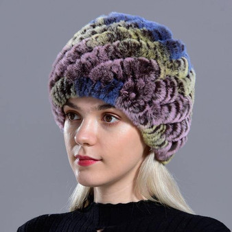 Rabbit winter fur hat for Women