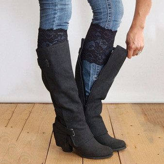 Fashion Stretch Lace Boot Cuffs Women Legs Warmers Trim Flower Design Boot Socks