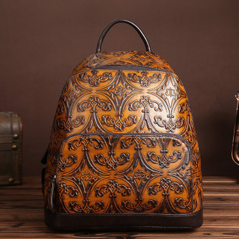 Vintage Embossed Leather Travel Bag