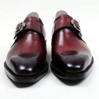 Dress Shoes - Square Toe Single Monk Leather Shoe