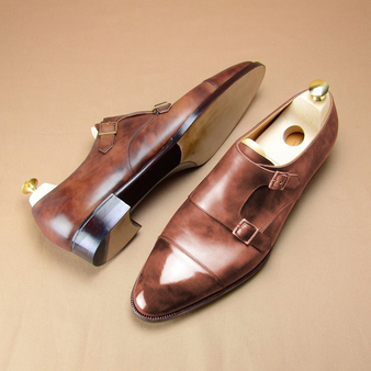 Stitching Leather Monk Men's Shoes