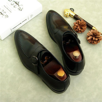 Luxury Brand Leather Formal Single Monk Shoes