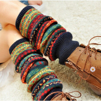 Women Bohemis Crochet Knitted Long Leg  Boot Socks