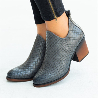 Women Fashion Side Zipper Vintage Weaving Boots