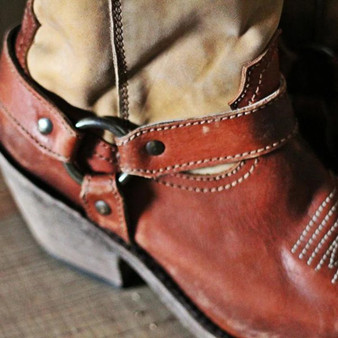 Vintage Chunky Heel Ankle Slip-On Western Cowboy Boots